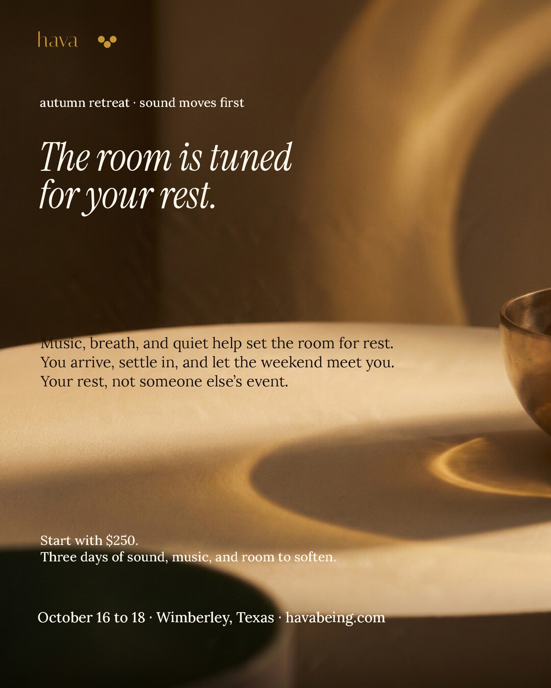 hava autumn retreat ad about a room tuned for rest